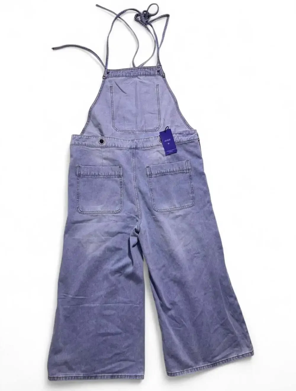 Oversize Denim Halter Neck Wide Leg Jumpsuit Overalls - Picture 7 of 7